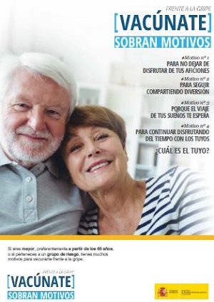 Campa&ntilde;a de prevenci&oacute;n de la Gripe estacional.  Frente a la Gripe VAC&Uacute;NATE, Sobran Motivos