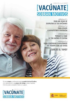 Campa&ntilde;a de prevenci&oacute;n de la Gripe estacional.  Frente a la Gripe VAC&Uacute;NATE, Sobran Motivos